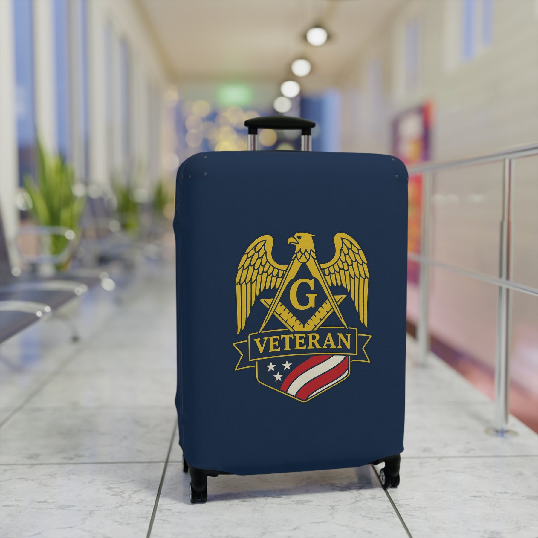 Master Mason Blue Lodge Luggage Cover - S&C G Veteran Mason Emblem