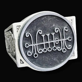 Demon Ring 19 DUKE SALLOS 72 Demons Lesser Key of Solomon Goetia In Silver 2.2 cm x 1.8 cm 18 Gr Art 1797 - Bricks Masons