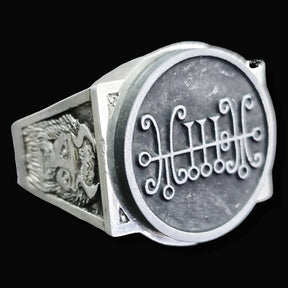 Demon Ring 19 DUKE SALLOS 72 Demons Lesser Key of Solomon Goetia In Silver 2.2 cm x 1.8 cm 18 Gr Art 1797 - Bricks Masons