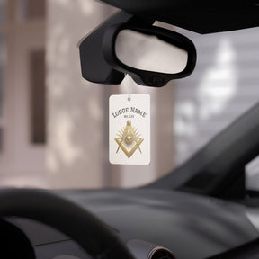 Master Mason Blue Lodge Car Air Freshener - Square Compass & Eye With Customization - Bricks Masons