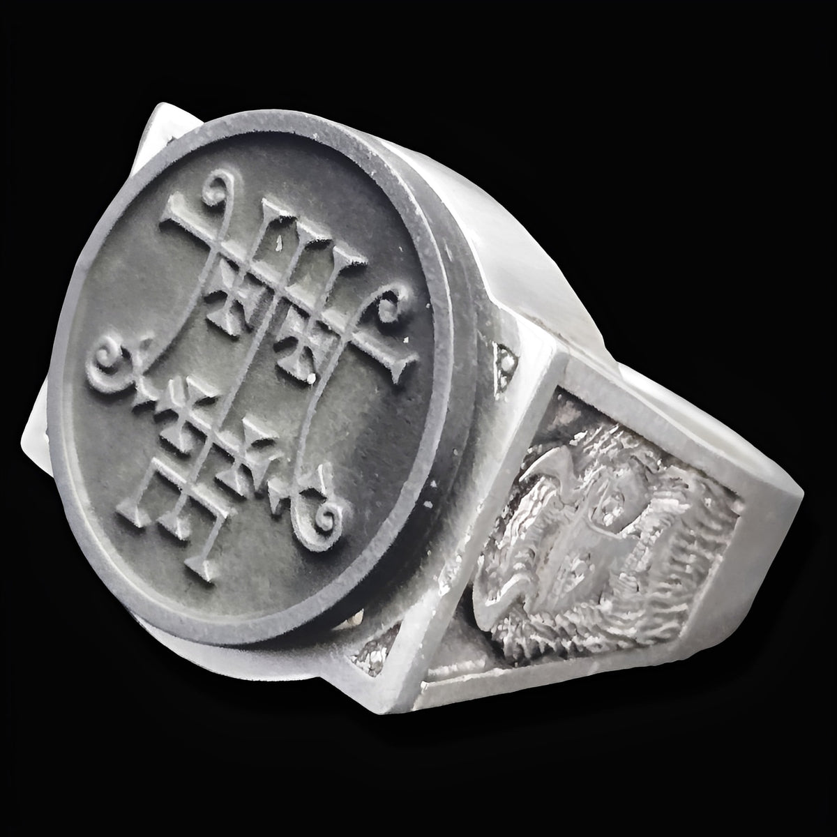 Demon Ring 31 PRESIDENT'S RING FORAS 72 Demons Lesser Key of Solomon Goetia In Silver 2.2 cm x 1.8 cm 18 Gr Art 1809 - Bricks Masons