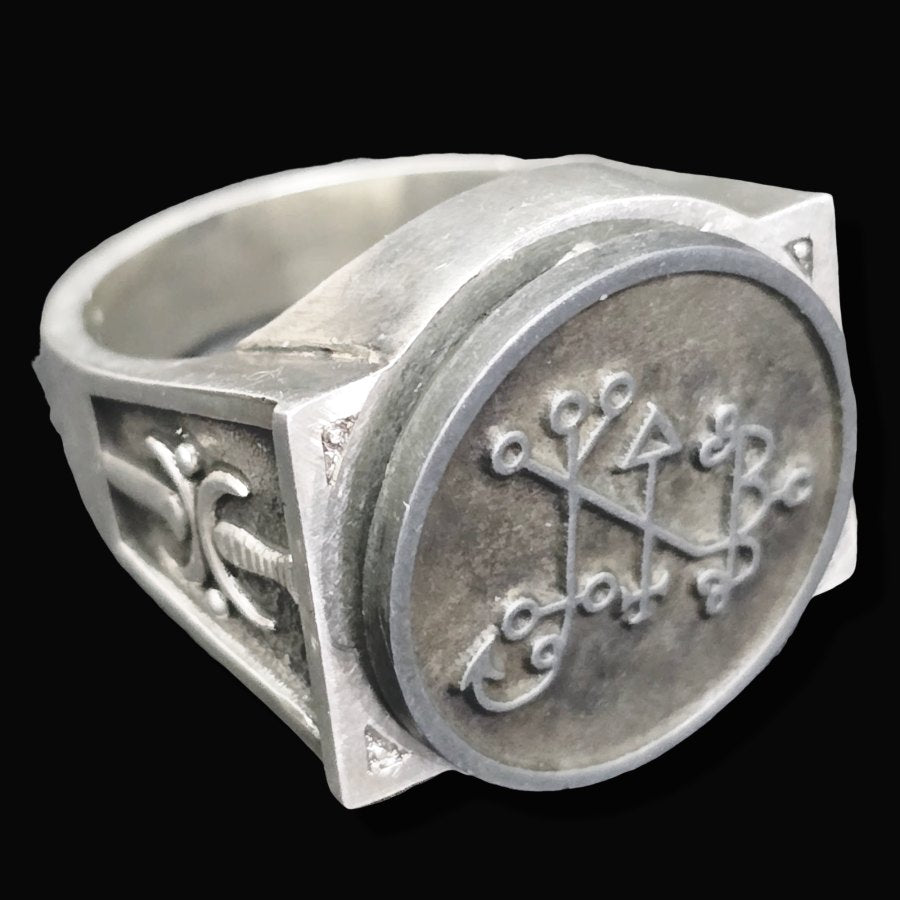 Demon Ring 51 KING BALAN 72 Demons Lesser Key of Solomon Goetia In Silver 2.2 cm x 1.8 cm 18 Gr Art 1829 - Bricks Masons