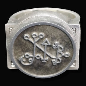 Demon Ring 51 KING BALAN 72 Demons Lesser Key of Solomon Goetia In Silver 2.2 cm x 1.8 cm 18 Gr Art 1829 - Bricks Masons