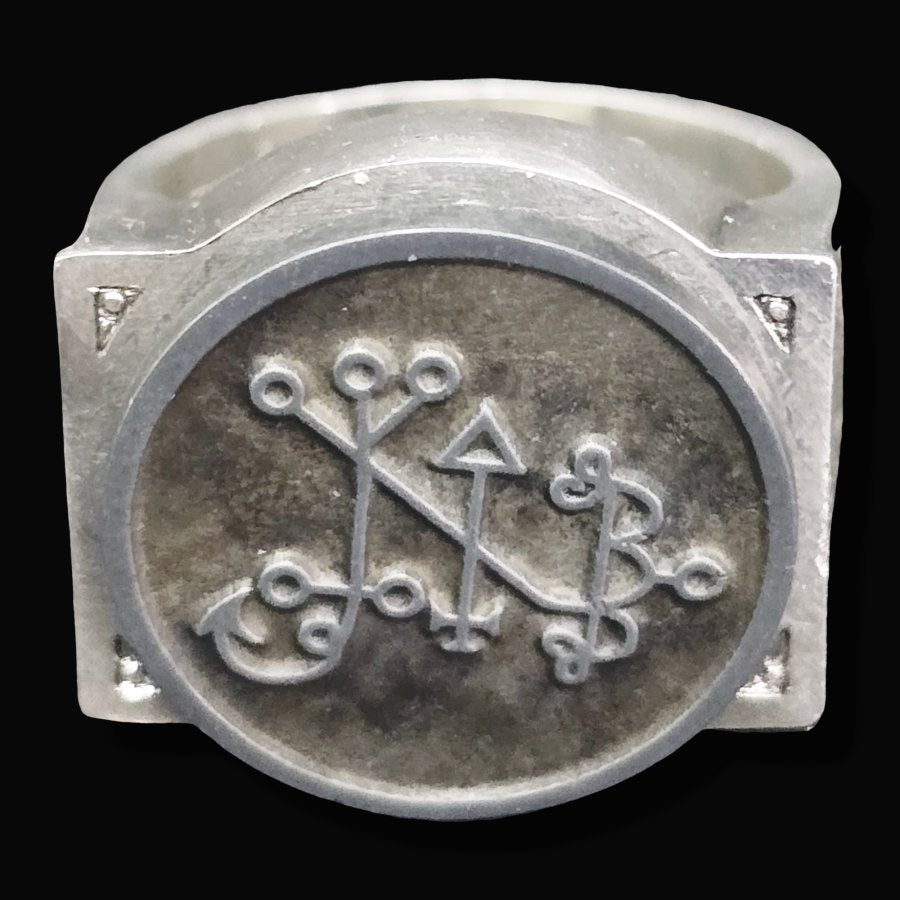 Demon Ring 51 KING BALAN 72 Demons Lesser Key of Solomon Goetia In Silver 2.2 cm x 1.8 cm 18 Gr Art 1829 - Bricks Masons