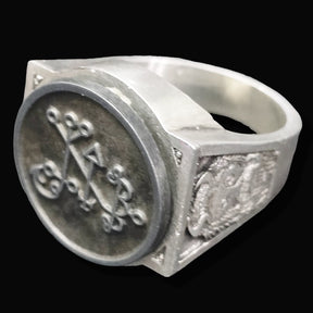 Demon Ring 51 KING BALAN 72 Demons Lesser Key of Solomon Goetia In Silver 2.2 cm x 1.8 cm 18 Gr Art 1829 - Bricks Masons
