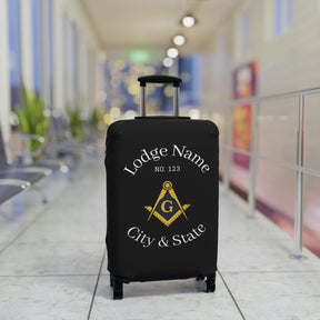 Master Mason Blue Lodge Luggage Cover - S&C G Emblem with Personalization
