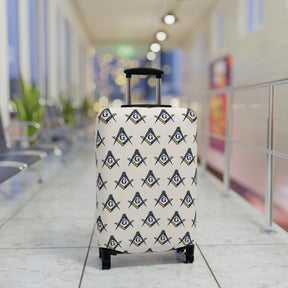 Master Mason Blue Lodge Luggage Cover - Square & Compasses with G Emblem Print