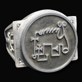 Demon Ring 58 PRESIDENT AMI 72 Demons Lesser Key of Solomon Goetia In Silver 2.2 cm x 1.8 cm 18 Gr Art 1836 - Bricks Masons