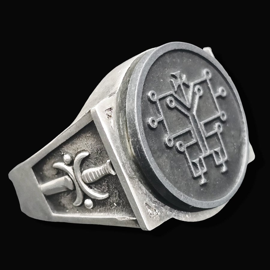 Demon Ring 59 MARQUES ORIAS 72 Demons Minor Key of Solomon Goetia In Silver 2.2 cm x 1.8 cm 18 Gr Art 1837 - Bricks Masons