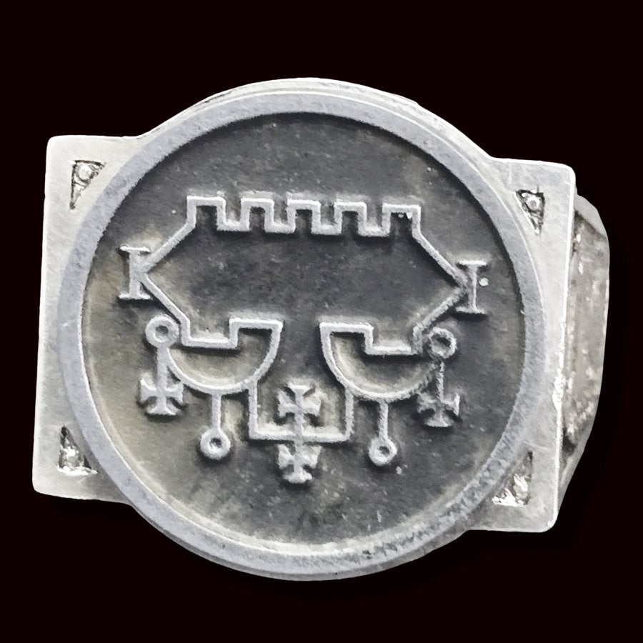 Demon Ring 68 KING BELIAL 72 Demons Lesser Key of Solomon Goetia In Silver 2.2 cm x 1.8 cm 18 Gr Art 1846 - Bricks Masons
