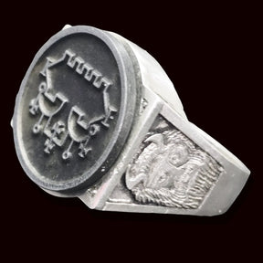 Demon Ring 68 KING BELIAL 72 Demons Lesser Key of Solomon Goetia In Silver 2.2 cm x 1.8 cm 18 Gr Art 1846 - Bricks Masons