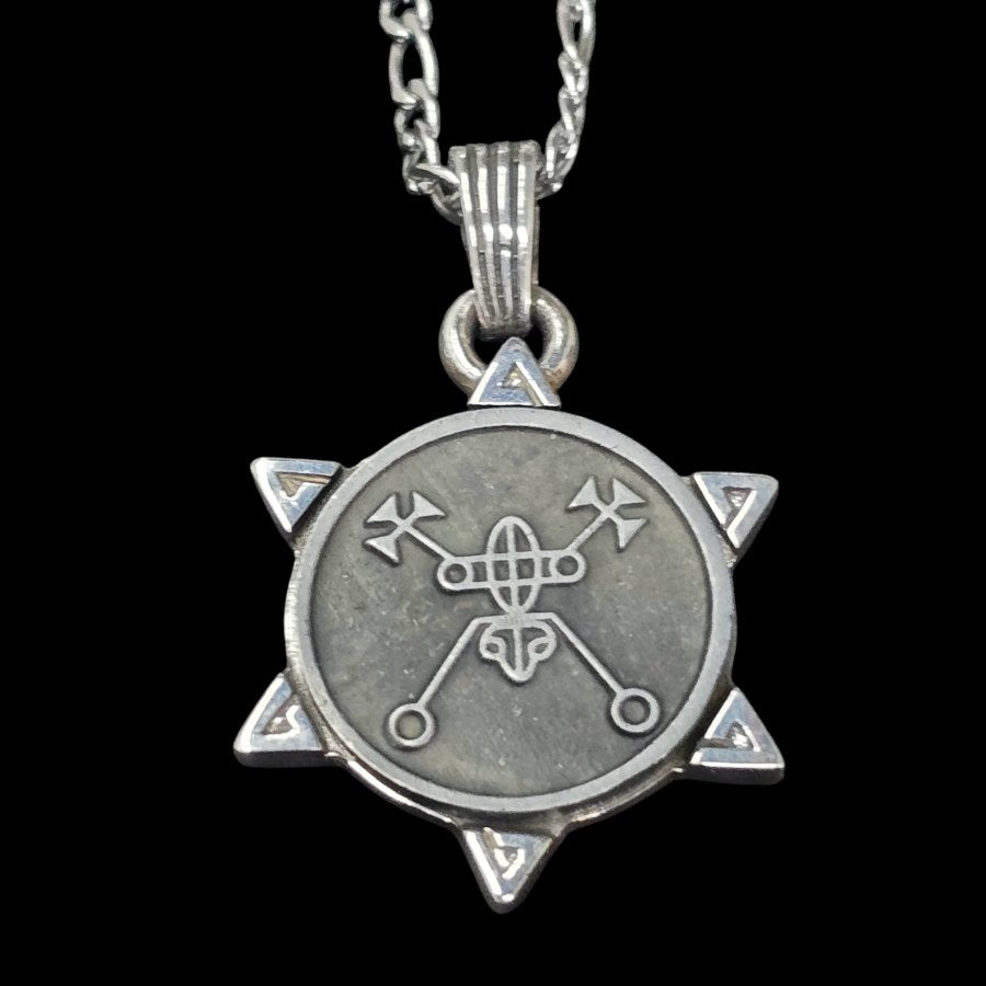 Demon Pendant 01 KING BAEL and Secret Seal of Solomon 72 Demons Lesser Key of Solomon Goetia In Silver 3 x 2.5 cm 12 Gr Art 1860 - Bricks Masons