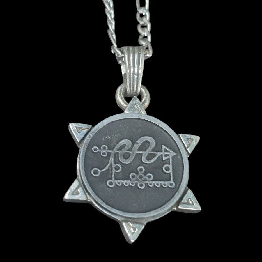 I commemorate Demon 15 DUKE ELIGOS and Secret Seal of Solomon 72 Demons Lesser Key of Solomon Goetia In Silver 3 x 2.5 cm 12 Gr Art 1874 - Bricks Masons