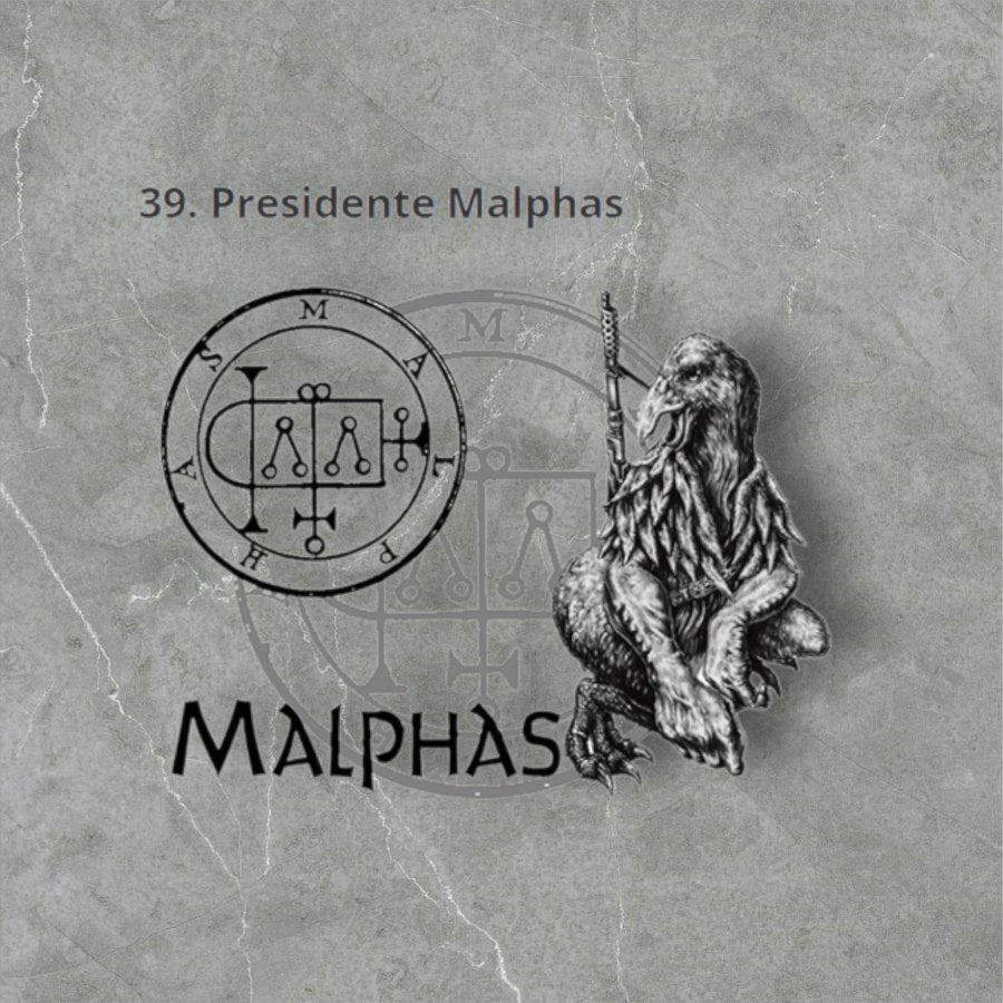 I wove Demon 39 PRESIDENT MALPHAS and Secret Seal of Solomon 72 Demons Lesser Key of Solomon Goetia In Silver 3 x 2.5 cm 12 Gr Art 1898 - Bricks Masons