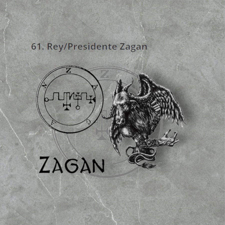 I said Demon 61 KING PRESIDENT ZAGAN and Secret Seal of Solomon 72 Demons Lesser Key of Solomon Goetia In Silver 3 x 2.5 cm 12 Gr Art 1920 - Bricks Masons