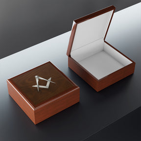 Master Mason Blue Lodge Jewelry Box - Silver Square & Compasses Emblem