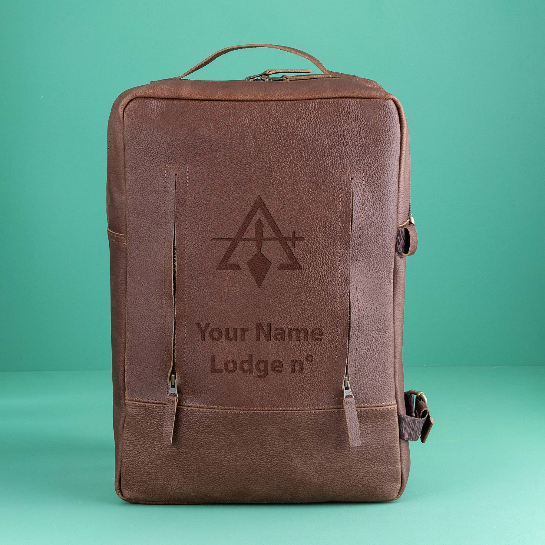 Council Backpack - Genuine Brown Leather - Bricks Masons