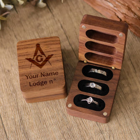 Master Mason Blue Lodge  Ring Box - Personalized Wooden - Bricks Masons