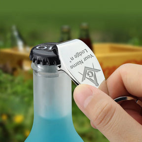Master Mason Blue Lodge Beer Bottle Opener - Laser Engraving Customized Bar - Bricks Masons