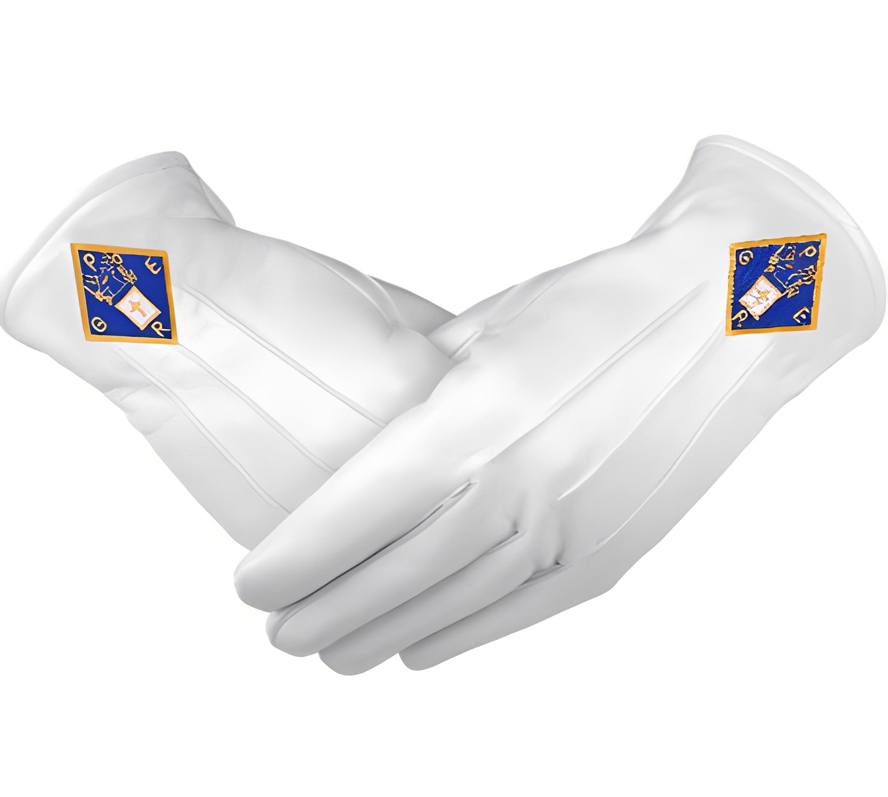 Past Grand Exalted Ruler Elks of the World Gloves - White Leather - Bricks Masons