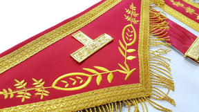 Past Master Blue Lodge Apron - Red Gold Machine Embroidery