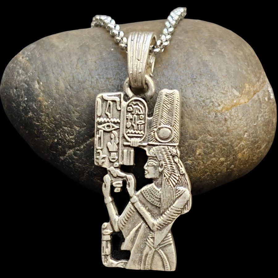Egyptian Goddess Nefertari Pendant, Silver, 4 x 1.5 cm, 9 g, Art. 1573 - Bricks Masons
