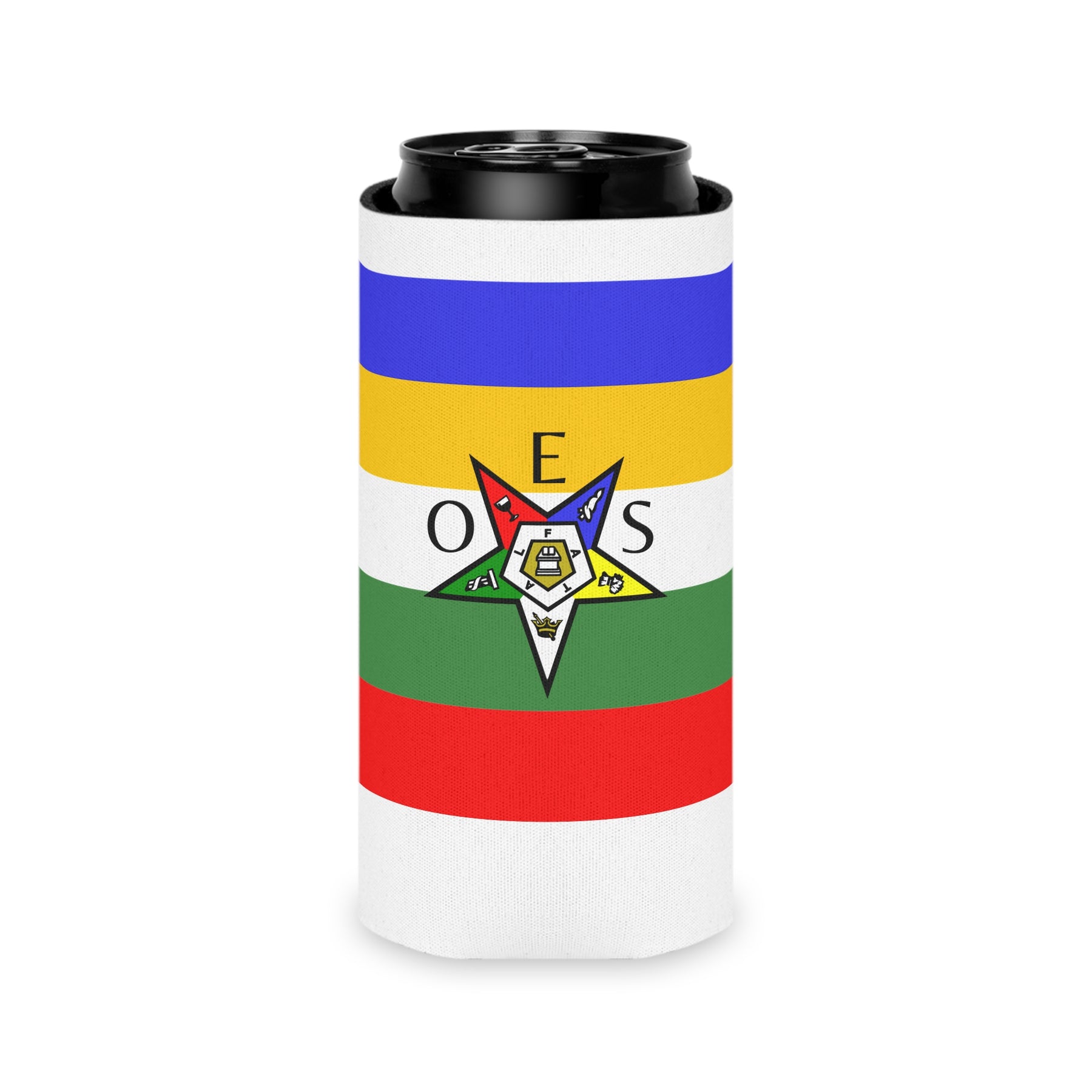 OES Can Cooler - Colorful Star With Polyester Exterior - Bricks Masons