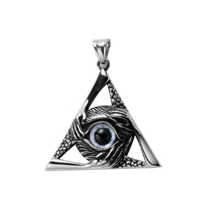 Eye Of Providence Necklace - Silver Stainless Steel White All Seeing Eye Pendant - Bricks Masons