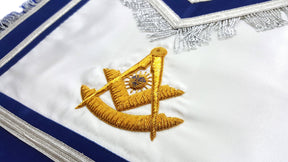 Past Master Blue Lodge Apron - Gold Hand Embroidered with Silver Fringe