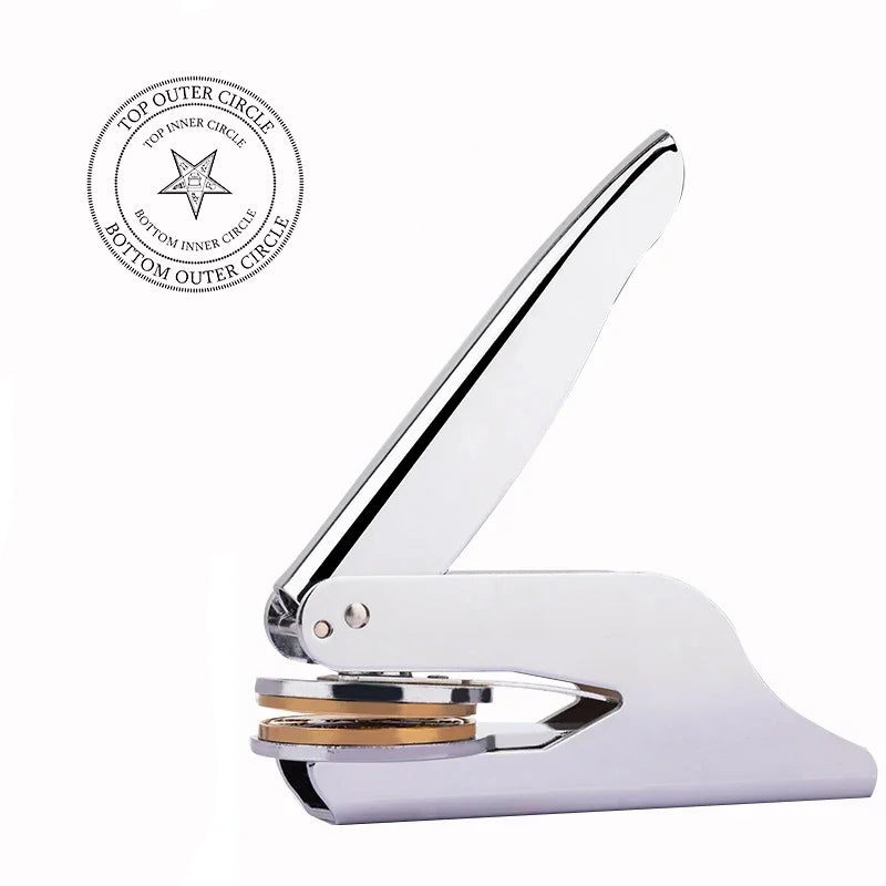 Order Of The Eastern Star Pocket Seal Press - Silver Color With Customizable Stamp - Bricks Masons