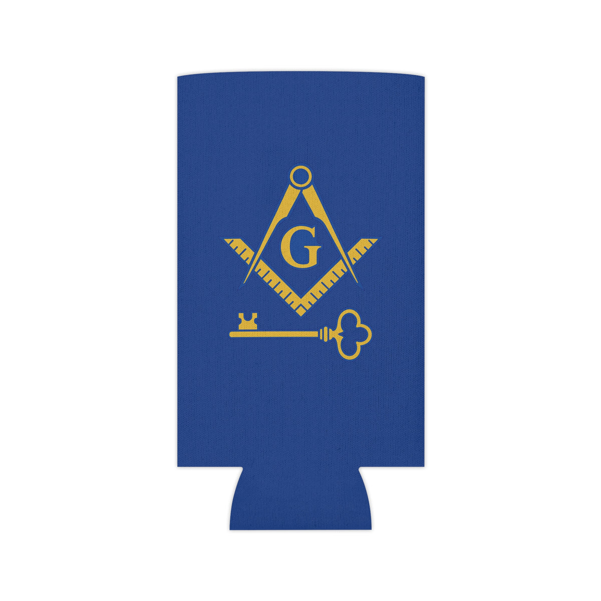 International Masons Can Cooler - Gold & Blue Square & Compass G - Bricks Masons