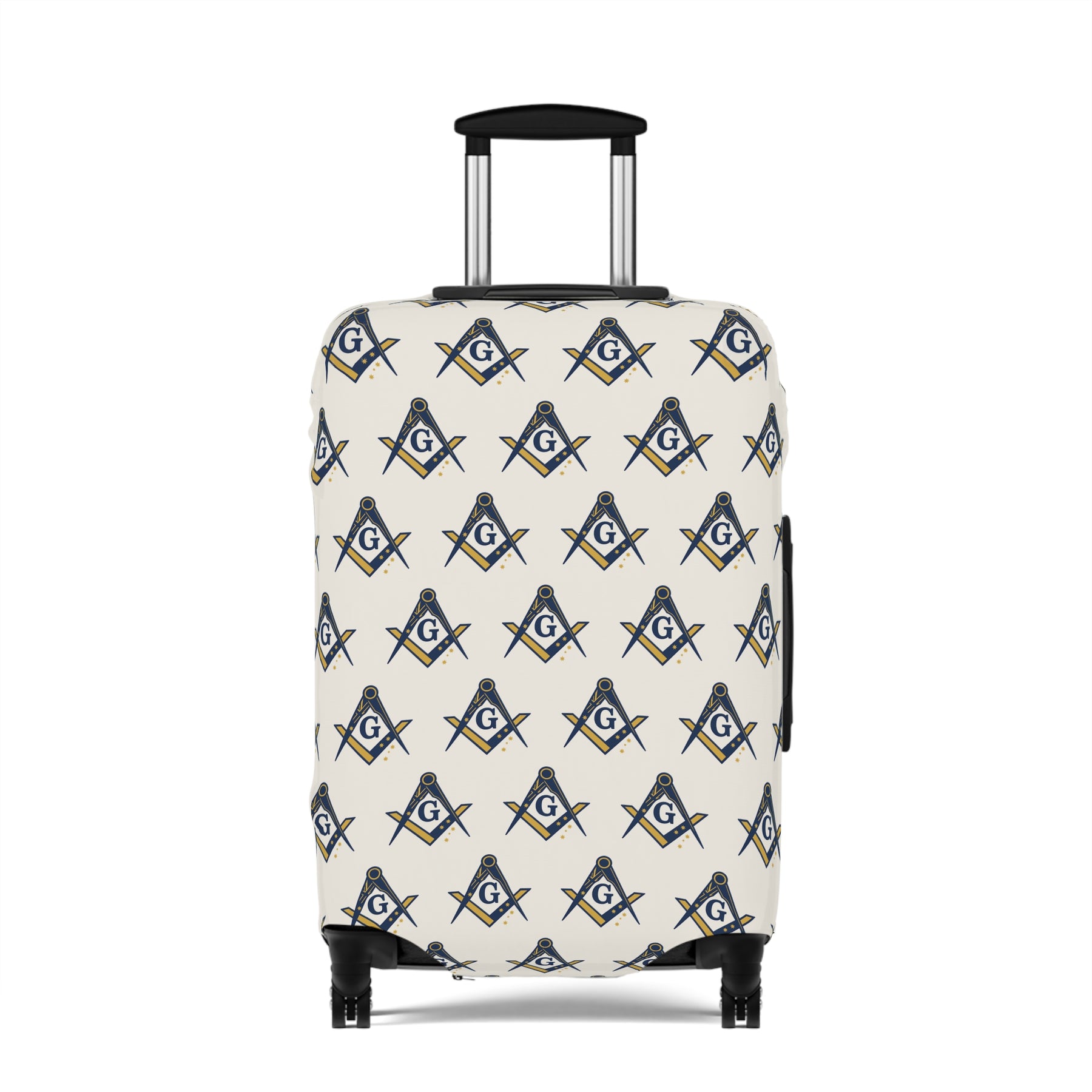 Master Mason Blue Lodge Luggage Cover - Square & Compasses with G Emblem Print