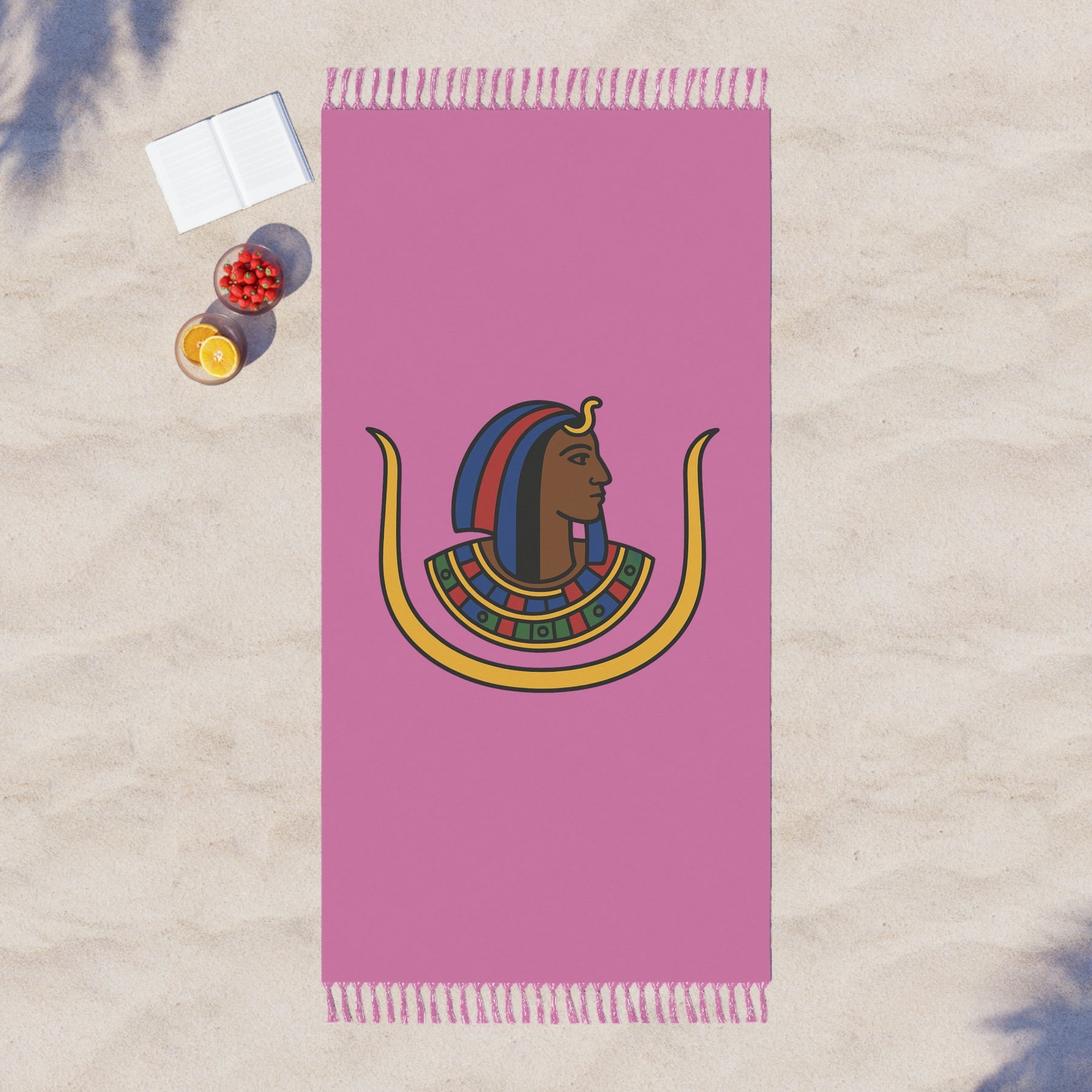 DOI Towel - Pink Polyester With Knotted Tassels Lightweight - Bricks Masons