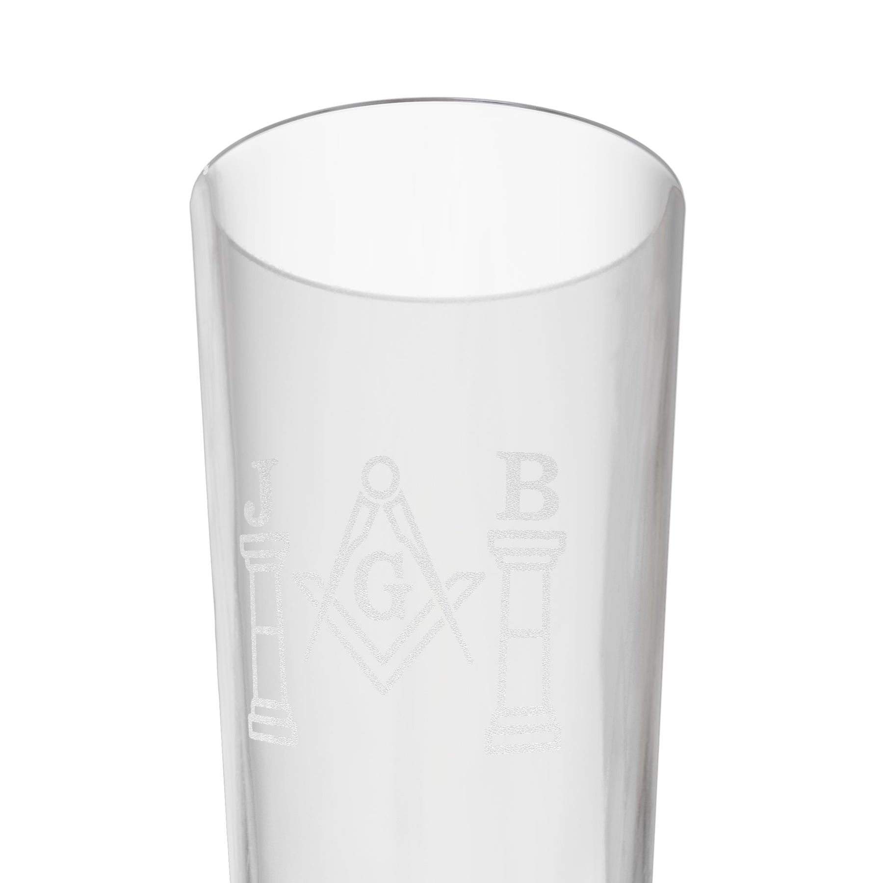Master Mason Blue Lodge Pint Glass - Square & Compasses G with J&B Pillars