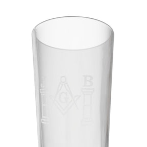 Master Mason Blue Lodge Pint Glass - Square & Compasses G with J&B Pillars