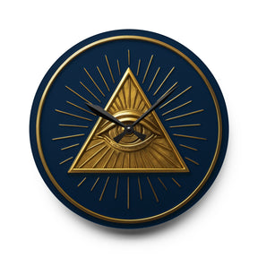 Eye of Providence Clock - Radiant Triangle with All Seeing Eye on Acrylic - Bricks Masons