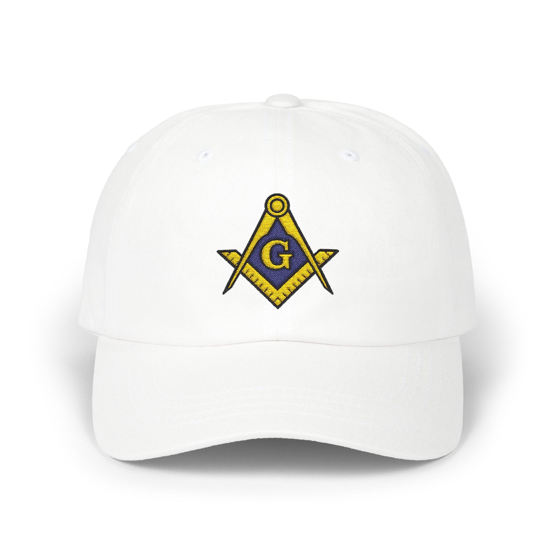 Master Mason Blue Lodge Baseball Cap - Gold & Blue Embroidered Square & Compass G - Bricks Masons