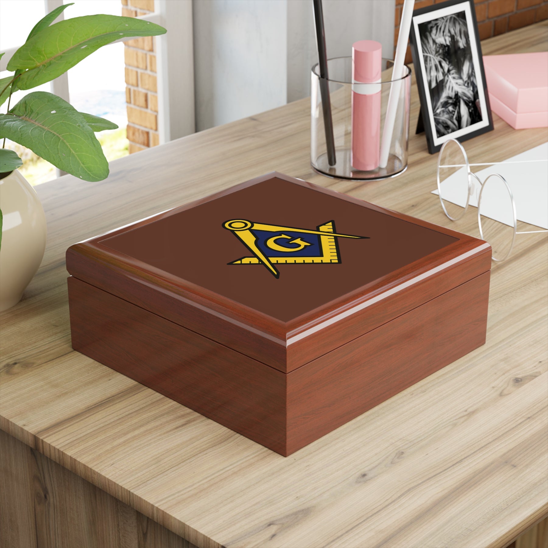 Master Mason Blue Lodge Jewelry Box - Square & Compass with G Emblem