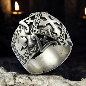 Templar Cross Ring in Silver 2 x 2 cm 13.5 g Art 283 - Bricks Masons