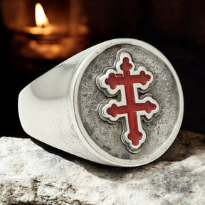 Templar Ring Cross of Lorraine in Silver 1.6 cm 9 g Art 284 - Bricks Masons