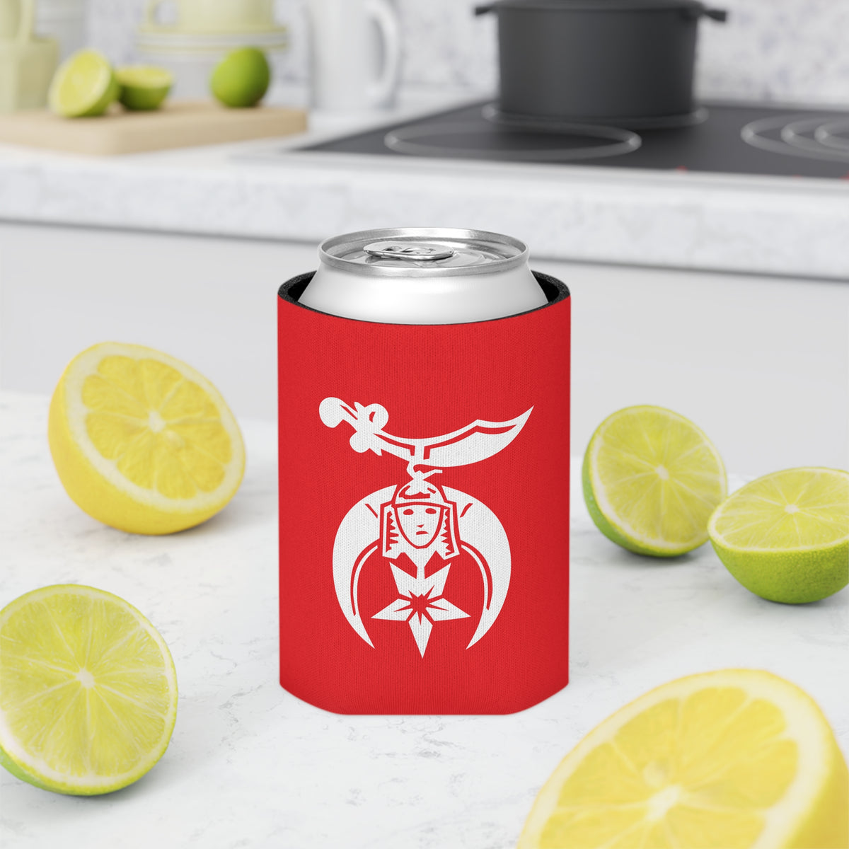 Shriners Can Cooler - Red Polyester Exterior - Bricks Masons