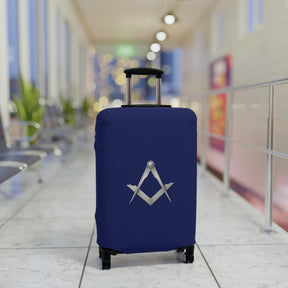 Master Mason Blue Lodge Luggage Cover - Blue with Silver Square & Compasses Emblem