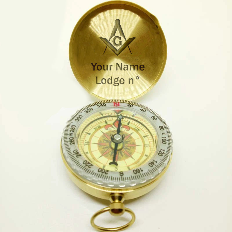 Master Mason Blue Lodge Compass - Gold Plating With Personalization - Bricks Masons