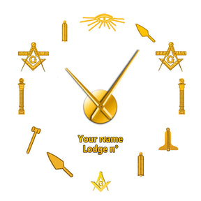 Master Mason Blue Lodge Clock - Frameless Design - Bricks Masons