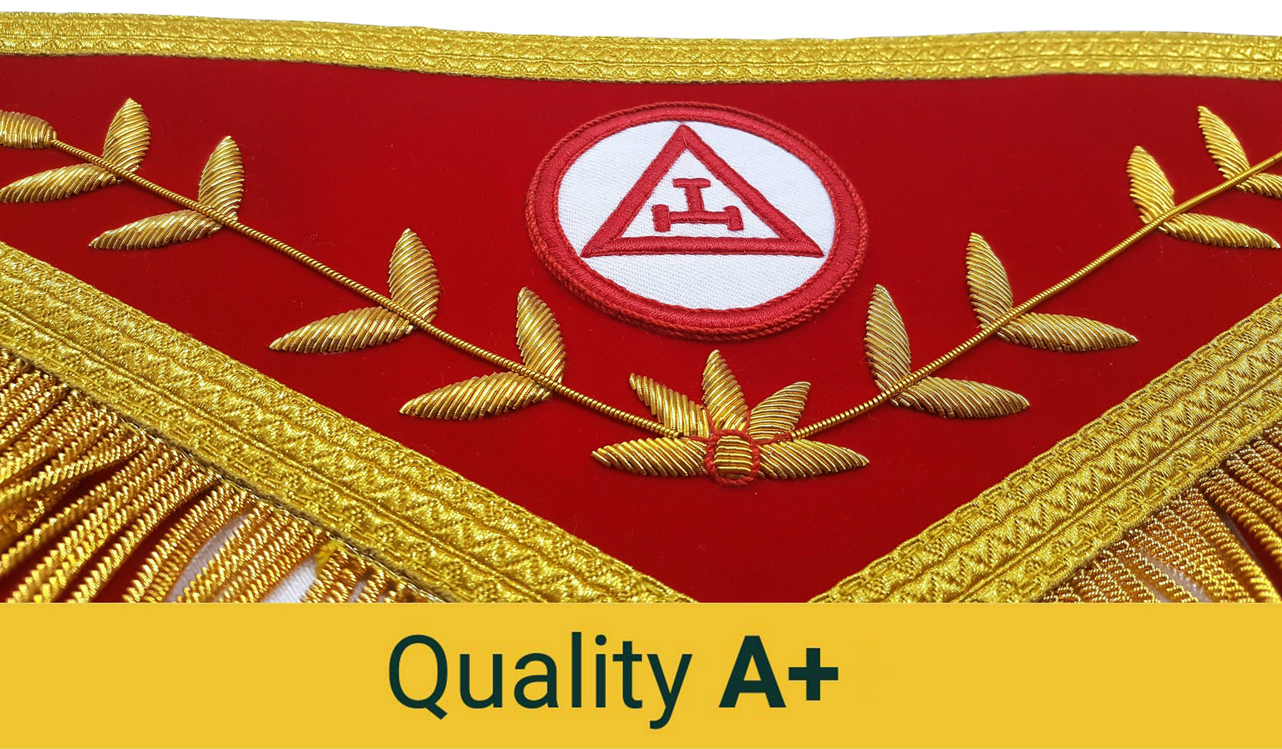 Royal Arch Chapter Apron - Red Triple Tau Insignia with Gold Fringe