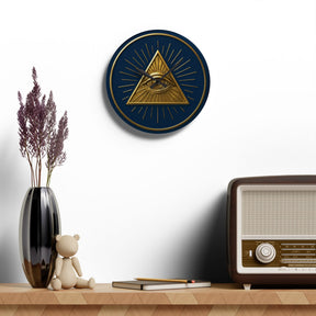 Eye of Providence Clock - Radiant Triangle with All Seeing Eye on Acrylic - Bricks Masons