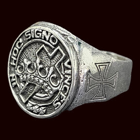 Templar Ring In Hoc Signo Vinces in Silver Art 307 - Bricks Masons
