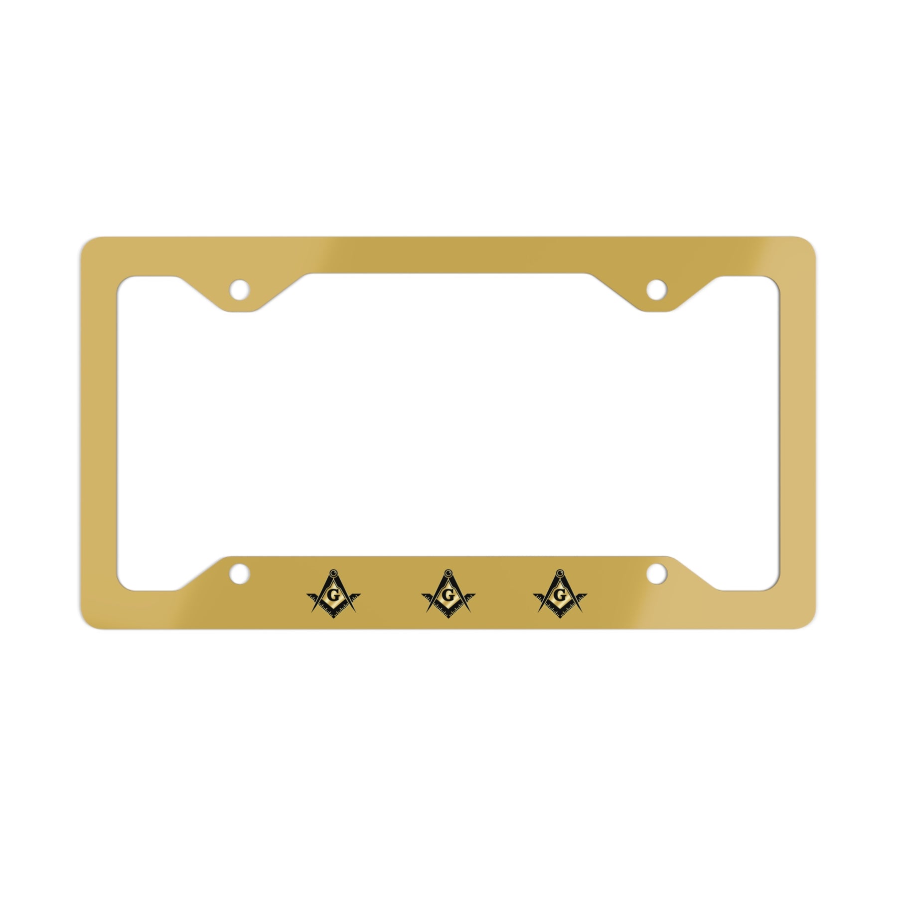 Master Mason Blue Lodge License Plate Frame - Square & Compass G Glossy Gold Finish