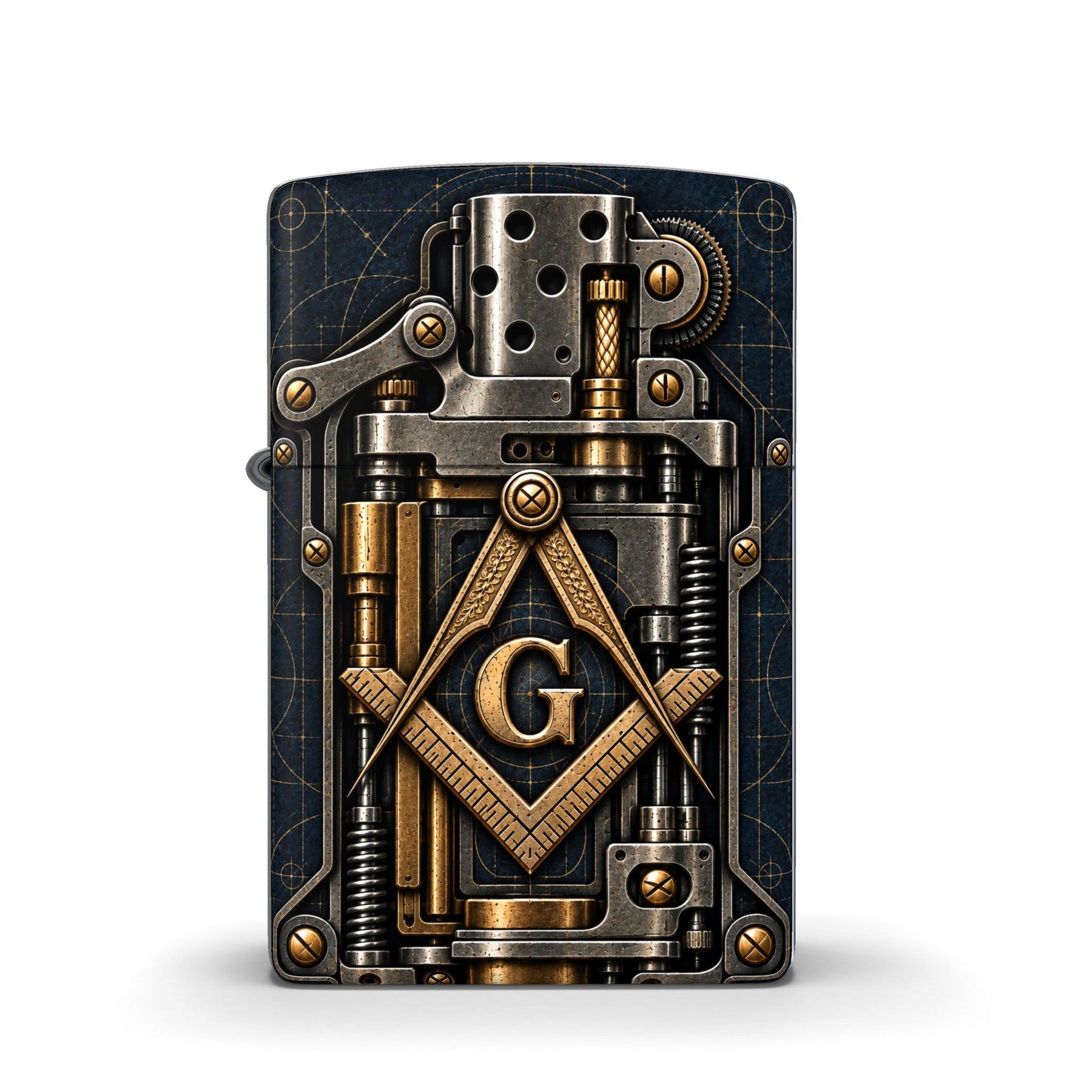 Master Mason Blue Lodge Lighter - Brushed Chrome Mechanical Masonic Crest Zippo®