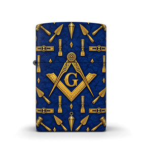 Master Mason Blue Lodge Lighter - Blue With Gold S & C Masonic Working Tools Zippo®